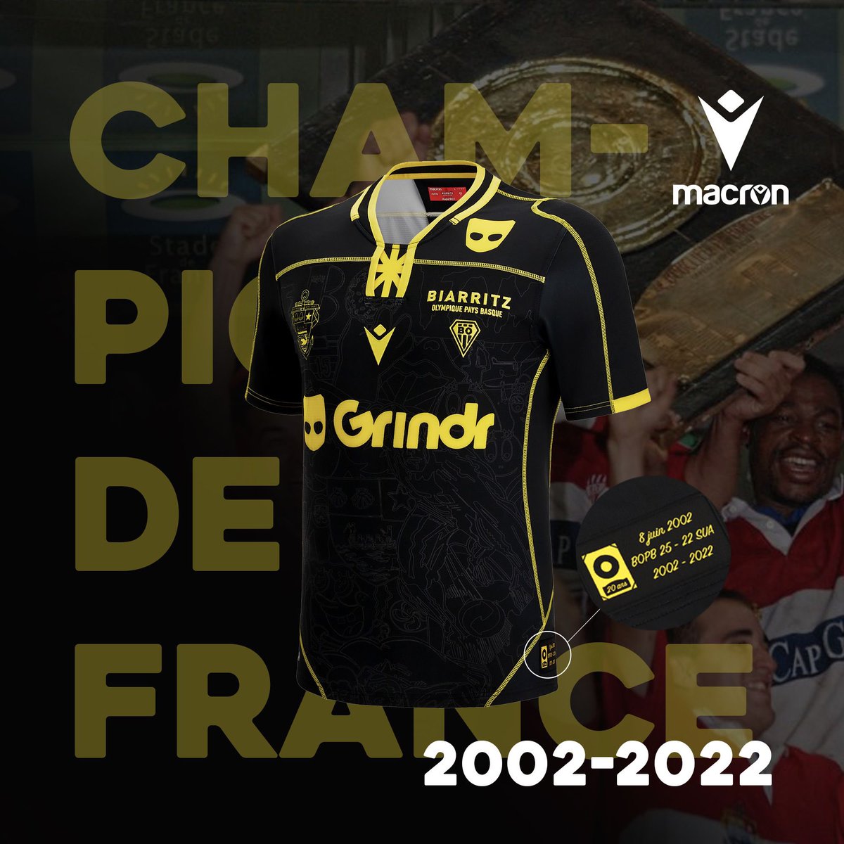 jbaldige's tweet photo. New Season New Kit @BOPBweb 
Hommage au titre fondateur de 2002 🏆🥇 #leshistoriques 
Tenue domicile aux couleurs traditionnelles 🔴⚪️
Tenue extérieure aux couleurs @Grindr 🏳️‍🌈🟡⚫️
@LNRofficiel @rugbyprod2 @MacronSports https://t.co/Zcceua4t7W
