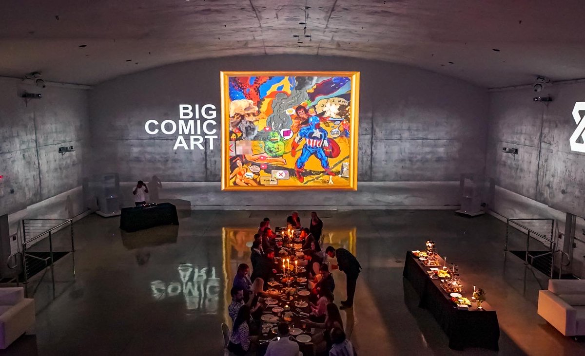 #SeriousArtOnly Conversations: An Immersive Think Tank powered by <a href="/thetemplehouse/">The Temple House</a>. A series of discussions from industry leaders, artists, #NFT pioneers, #Web3 innovators, and progressive brands. Pictured here is an artist <a href="/bigcomicart/">⚡️ BIGCOMICART ⚡️</a> with one of his 1/1 NFT pieces. 🤩