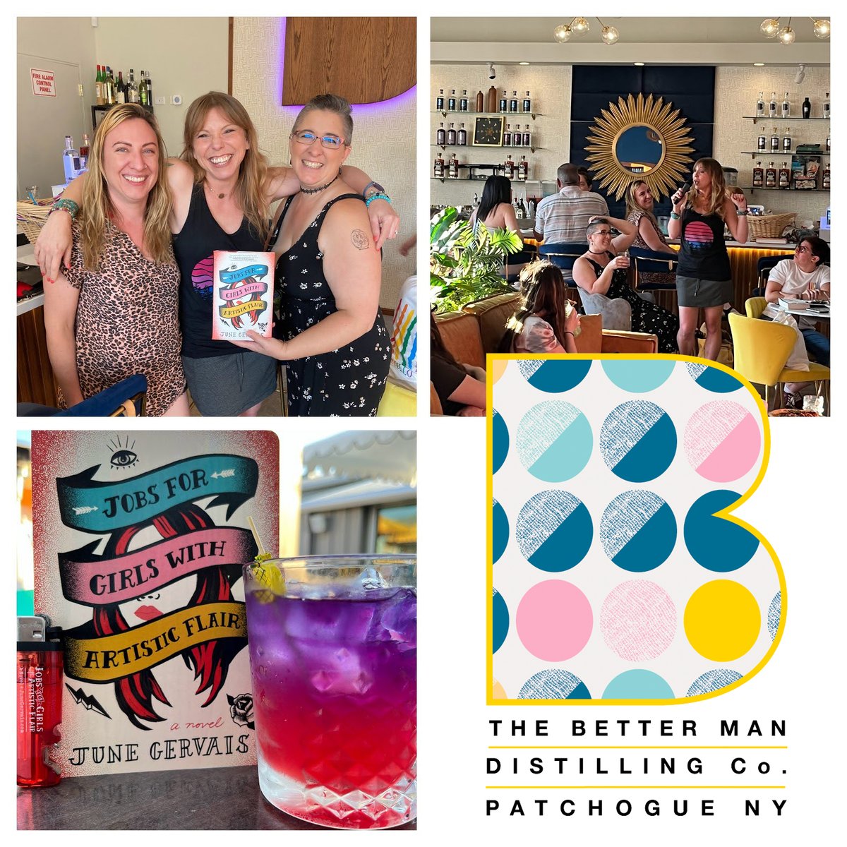 Long Island lovers of books, cocktails & munchies! JOBS FOR GIRLS WITH ARTISTIC FLAIR is the July pick for @better_man_book. Join us this Thurs. 7/28 at 6 pm. Better Man Distilling Co, 161 River Ave, Patchogue, NY @vikingbooks @pameladormanbooks