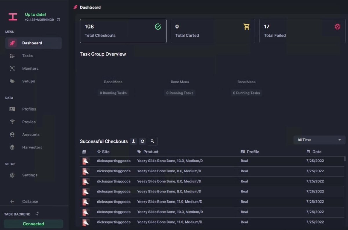 adicooks's tweet image. Thank You 💫💫💫
Sizes 11-13 ONLY
@ValorAIO (21)
@HayhaBots (108) (10 Stuck)
@galaxygmails (passed splash)
@ProxyHeavenio (Only Provider that hit)