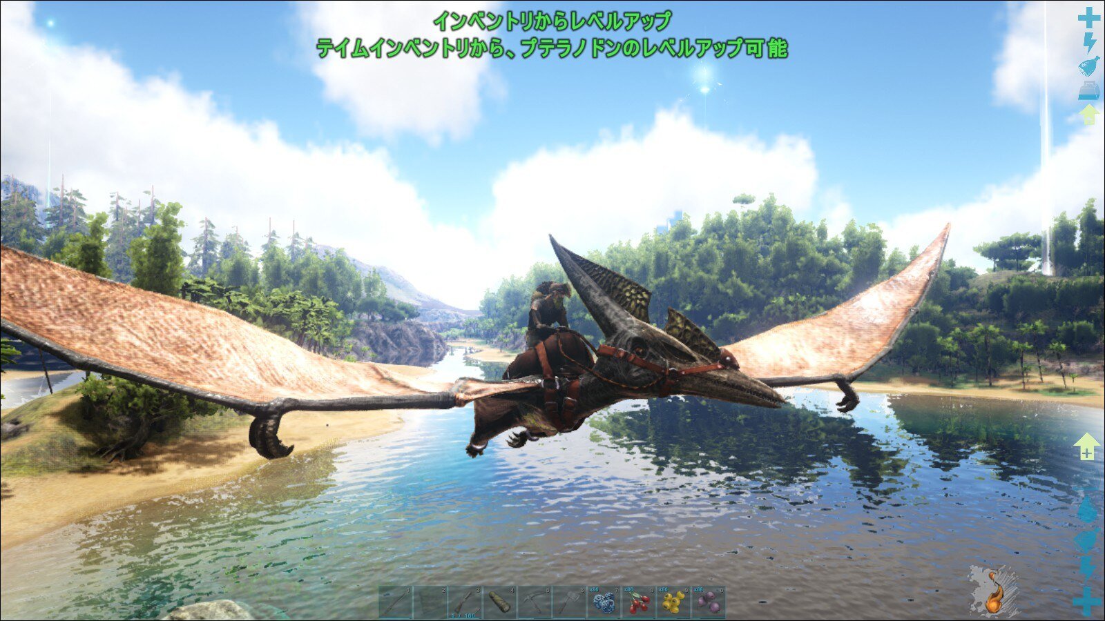 阿波木 怜 ゲームオタクなマーケター Arksurvivalevolved ついにプテラノドンテイム成功 空の旅たのしーー 昏睡テイムで麻酔薬を間違えて自分で飲んだり 間違えてトリケラトプスのサドルで乗ろうとしていたりしましたが 結果オーライなのです