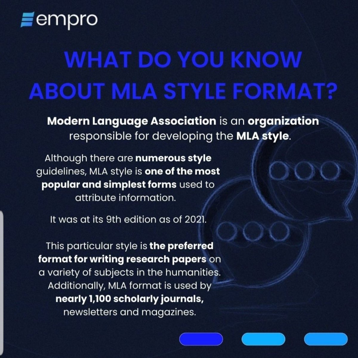 empro_hq's tweet image. Modern Language Association!

The most preferred style format for writing research papers.

So if you are currently furthering your studies or intend to, it is important to familiarize yourselves with this concept.

Empro; empowering professionals.