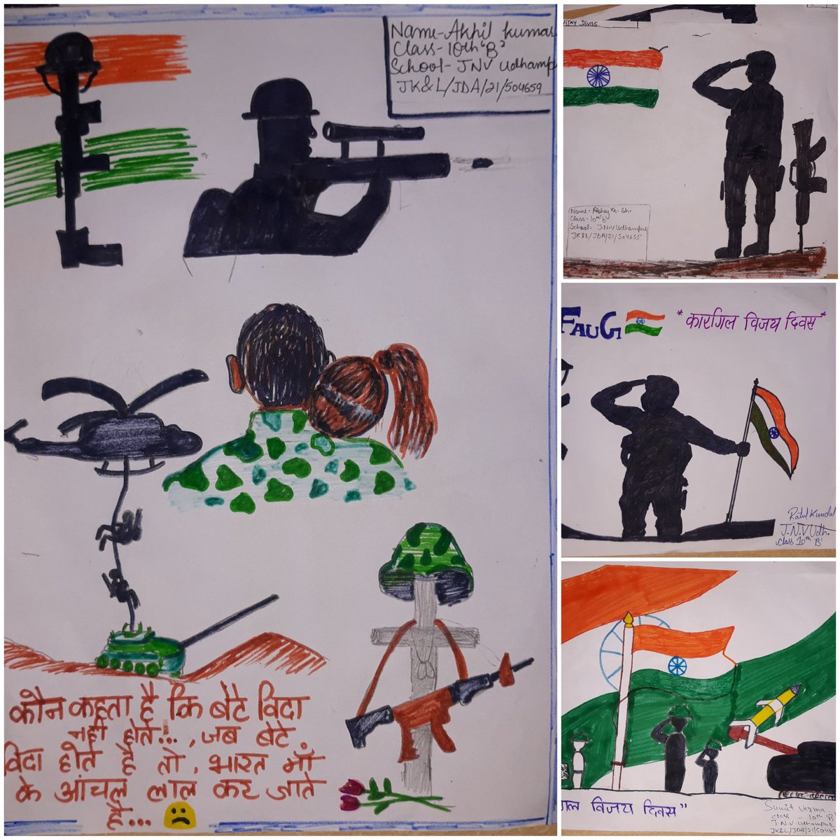 RavindraSuda1's tweet photo. JNV Udhampur: Painting by NCC cadets  on Kargil Vijay Diwas 
@CommissionerNVS 
@HQ_DG_NCC 
@DteJKL https://t.co/YMBi6XSXWO