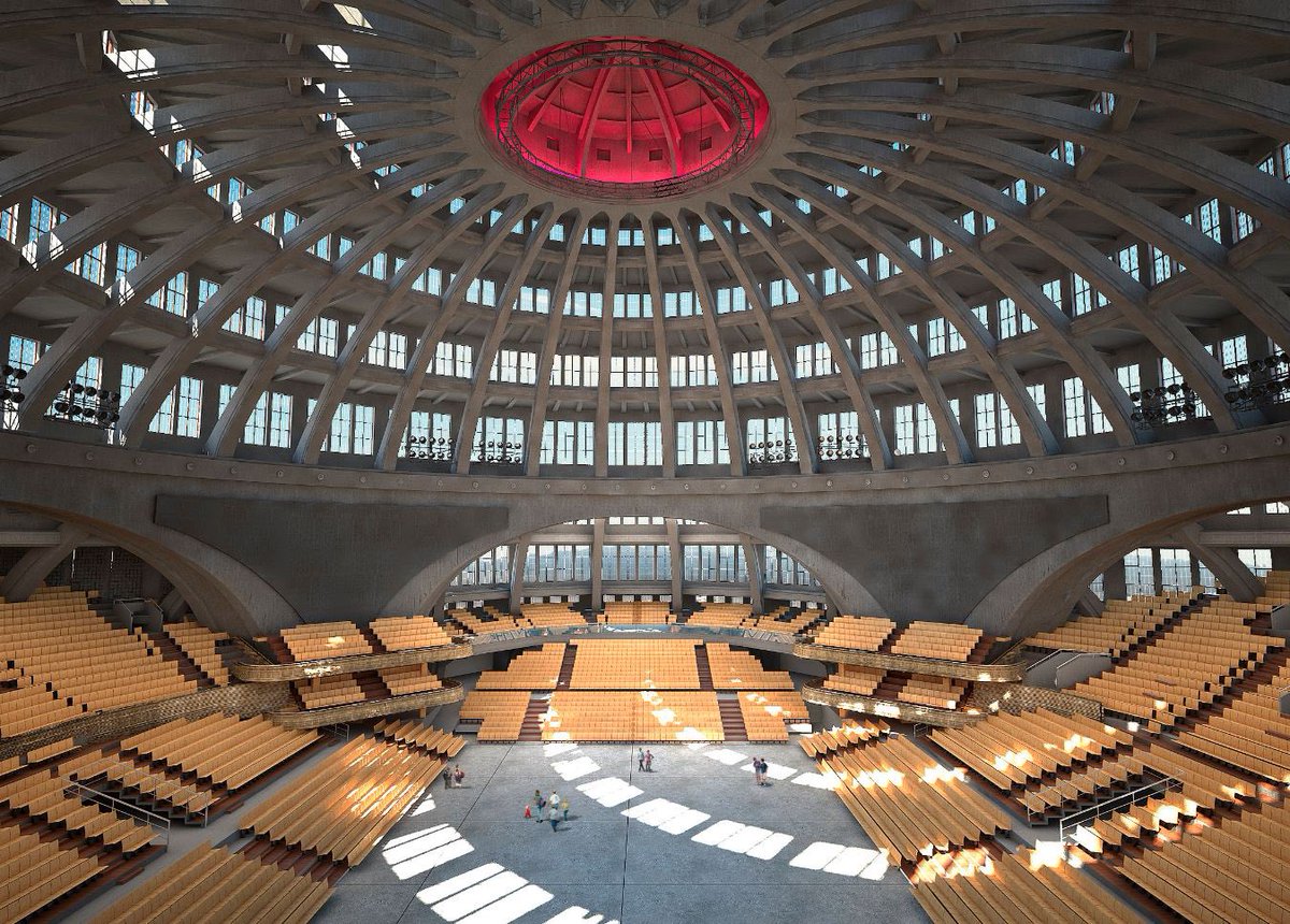 BalladOfPanem's tweet photo. The Centennial Hall in Wrocław, Poland is a filming location for ‘The Hunger Games: The Ballad of Songbirds &amp; Snakes’ 🇵🇱

The actors of the tributes have been shooting there for about a couple of weeks. https://t.co/NQzDAcB5uR