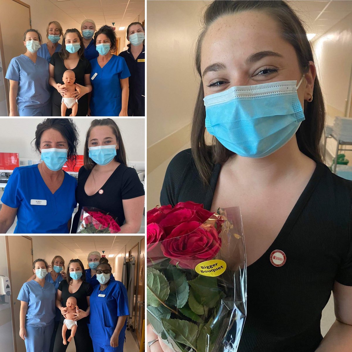 HPosthillEdu's tweet photo. A huge congratulations to our final year student midwife Bethia who is completing her studies and celebrating with her practice supervisor &amp; the team today. You did it!! #proud #homegrowntalent #stmw @DrHazMcW @PreRegJersey @ChiefNurseJsy @GovJsyHCS https://t.co/QIDQyfLgxt