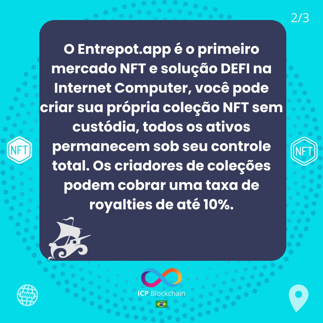 Icp_Blockchain's tweet photo. O https://t.co/DDMAbse44a é o primeiro mercado NFT e solução DEFI na Internet Computer, você
pode criar sua própria coleção NFT sem custódia, todos os ativos permanecem sob
seu controle total. 

#icp  #web3brasil  #noticiascripto #dfinity #blockchainbrasil #supernovahackathon https://t.co/IhCwEIXpbE