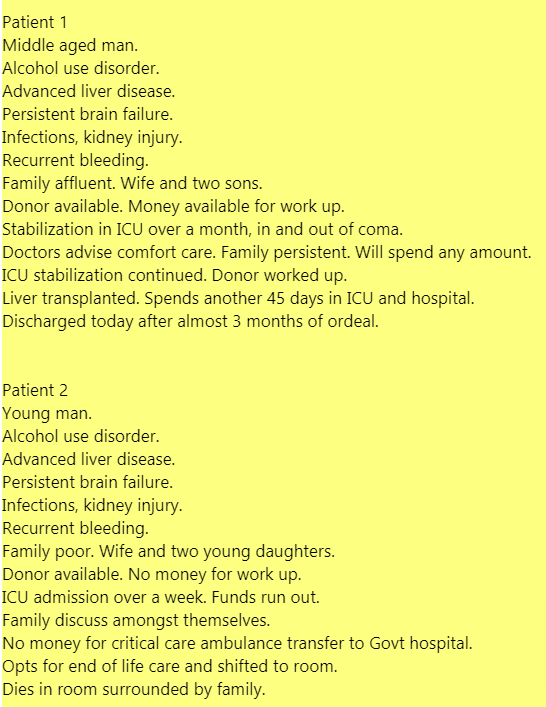 theliverdoc's tweet photo. Two real patients.
Two India's.
Sometimes I burn out.

Is money the equalizer, when right to health is for all? https://t.co/WHVm8WC4My