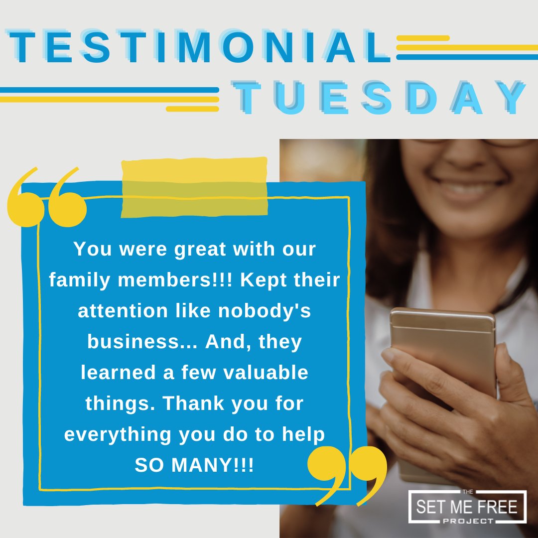 TheSMFProject's tweet image. We are grateful for the opportunity to do what we love! Thank you to all of our amazing clients who make it a possibility for us to work toward our mission of preventing human trafficking. 🙂
#setmefreeproject #testimonialtuesday