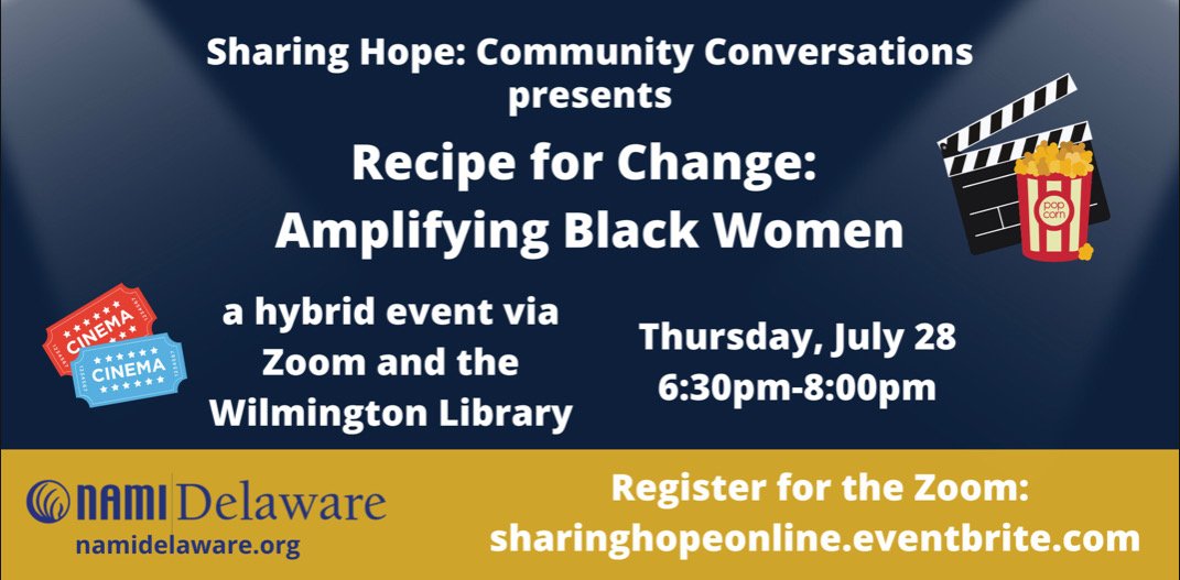 BccsSquad's tweet photo. NAMI will be hosting a hybrid event this Thursday on Zoom and at the Wilmington Library if you're comfortable with an in-person event! It's from 6:30 pm to 8 pm so please come out to talk about Amplifying Black Women! https://t.co/Dno7P16x68