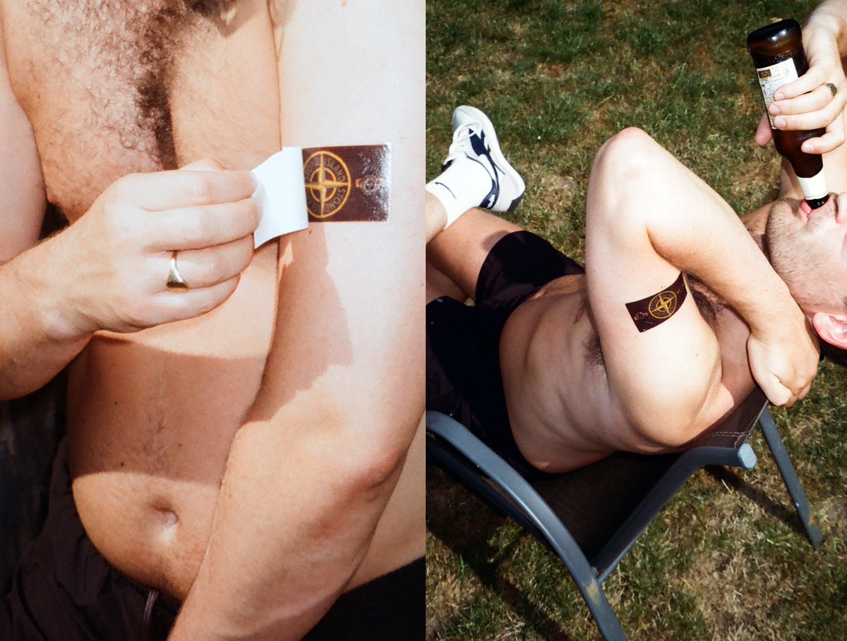 TomandDylan's tweet image. Sun out. Badge in. This summer, don’t let the hot weather get in the way of the badge. The tops are off, but the Stoney stays. For the hot weather hooligans…

Introducing: Stone Island temporary tattoos ☀️💦