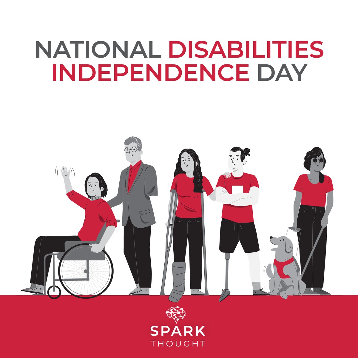 Spark Thought celebrates #NationalDisabilitiesIndependenceDay.  "Americans with Disabilities Act" passed in 1990,  provides people with disabilities better access to communication, services, and goods and protection from employment discrimination.