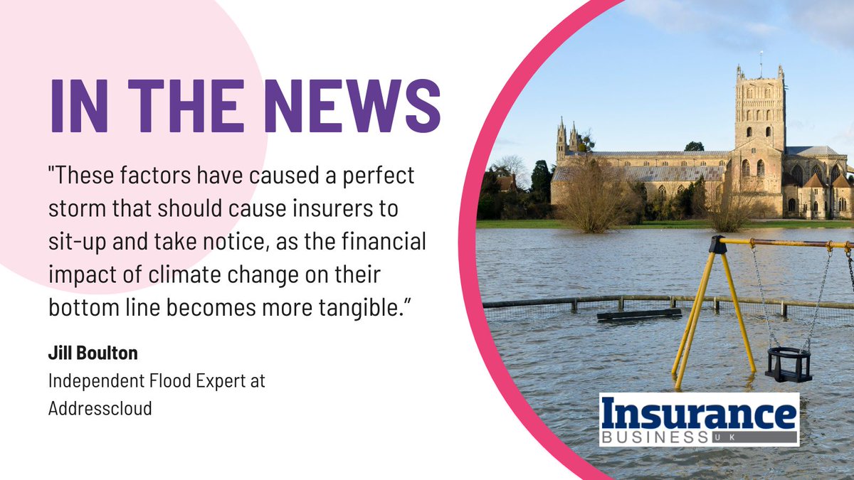 Addresscloud (@addresscloud) on Twitter photo In this exclusive interview for <a href="/InsuranceBizUK/">Insurance Business UK</a>, our independent flood expert Jill Boulton outlines the challenges faced by #Insurers in measuring the true impact of #ClimateChange across their portfolio.
#Insurance #InsuranceIndustry #RiskManagement
insurancebusinessmag.com/uk/news/flood/⦠In this exclusive interview for <a href="/InsuranceBizUK/">Insurance Business UK</a>, our independent flood expert Jill Boulton outlines the challenges faced by #Insurers in measuring the true impact of #ClimateChange across their portfolio.
#Insurance #InsuranceIndustry #RiskManagement
insurancebusinessmag.com/uk/news/flood/ā¦