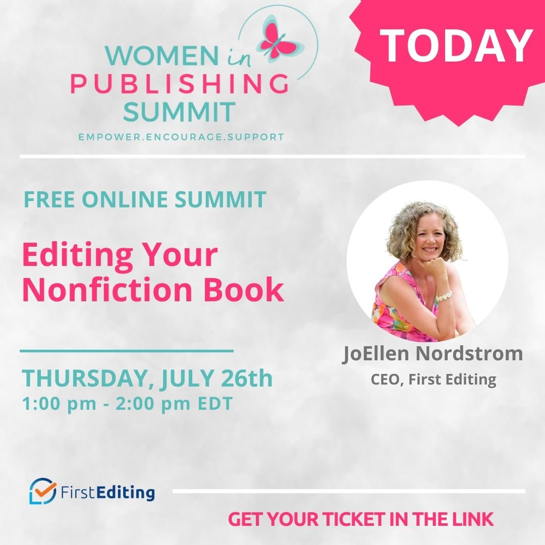 FirstEditing's tweet image. It´s today! 🙌 Today at 1 PM EDT join us for a free webinar on "How To Edit Your Nonfiction Book". 🙌
📖  Discover how a professional editor evaluates and edits your book.
GET YOUR FREE TICKET HERE 👉 buff.ly/3uWeeHk
#firstediting #event #webinar