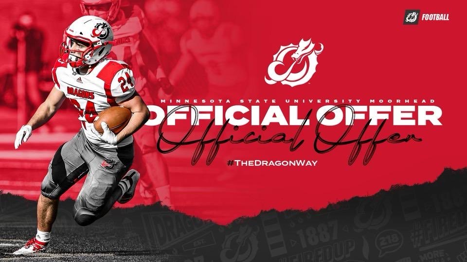 After a great conversation with <a href="/KevinMurphy_74/">Kevin Murphy</a> I am blessed to say I have received an offer to <a href="/msum_football/">MSUM Dragon Football</a> . Thank you for the opportunity to play at the next level!