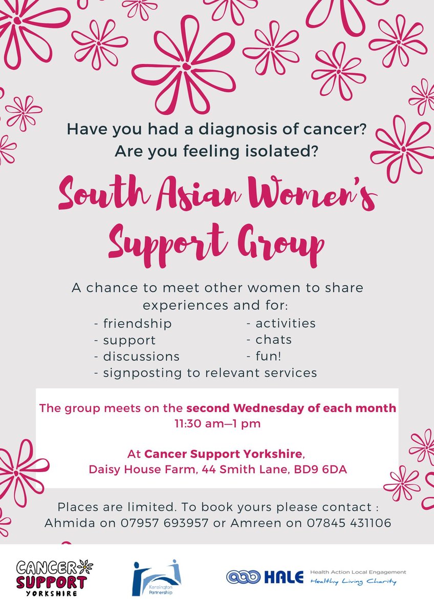 Bradford District Craven Health & Care Partnership (@actasonebdc) on Twitter photo The second Wednesday of every month is the <a href="/CSYORKS/">Cancer Support Yorkshire</a> South Asian Women's Support Group.
It's a chance to meet other women and share experiences.
More information about times, location and how to book are on this poster 👇 The second Wednesday of every month is the <a href="/CSYORKS/">Cancer Support Yorkshire</a> South Asian Women's Support Group.
It's a chance to meet other women and share experiences.
More information about times, location and how to book are on this poster 👇