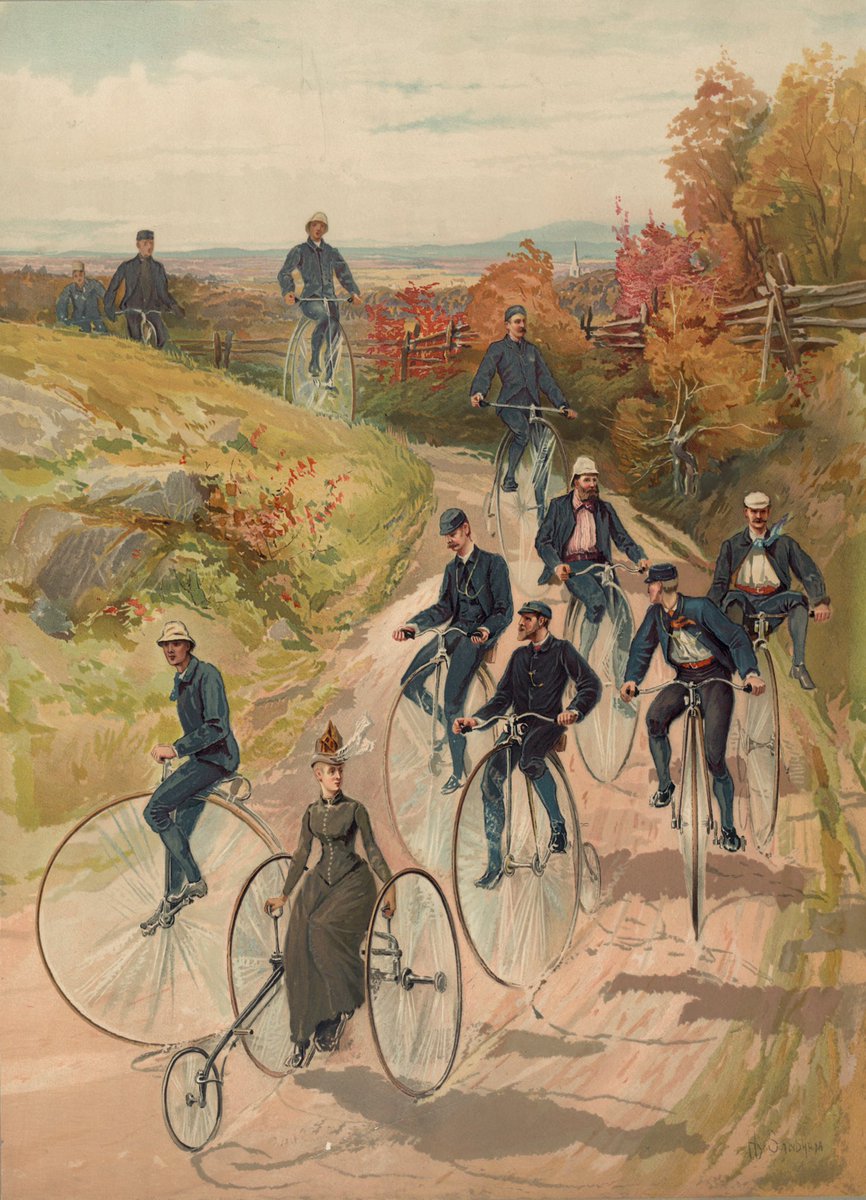 Uso la bici porque me da la gana y porque me siento libre aunque requiera esfuerzo. Art: ‘Bicycling’ 1887, por Hy Sandham. 🚲🚲👏🏽