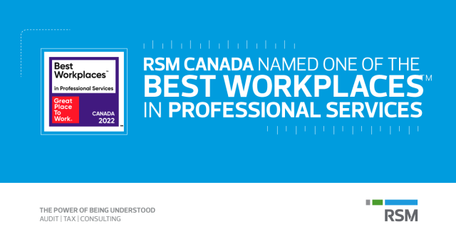 I’m excited to announce that RSM Canada has been named on the 2022 list of Best Workplaces™ in Professional Services! Read our press release to learn more: rsm.buzz/3Bd9H7A