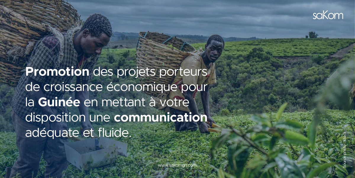 Nous tenons à coeur le développement économique de la Guinée. Chez saKom, nous avons pour mission la promotion des projets porteurs de croissance économique et nous la remplissons en mettant à votre disposition une communication adéquate et fluide. #Promotion #Guinée #Afrique