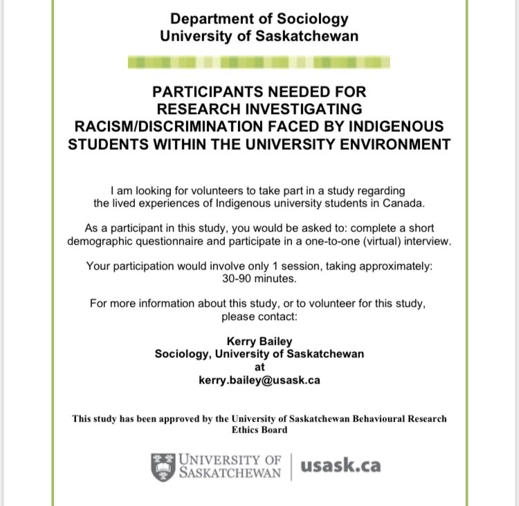 If this is of interest to any of our Indigenous university students please reach out to Kerry.bailey@usask.ca