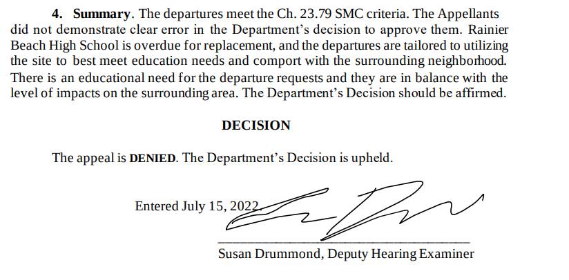 HearingSeattle's tweet photo. The Hearing Examiner has fully denied the appeal against the planned Rainier Beach High School building from the "Seattle Committee to Save Schools." https://t.co/XGaaOlUrxZ