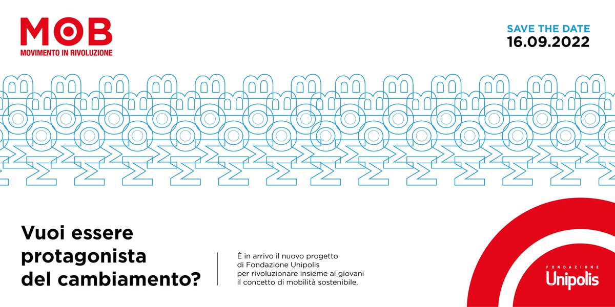 🔴 La mobilità in rivoluzione: il 16 settembre arriva #MOB, il nuovo progetto di Unipolis dedicato ai giovani! 

Vuoi saperne di più?
Seguici 👉 bit.ly/unipolis-MOB
Salva la data 👉 bit.ly/savethedate-MOB