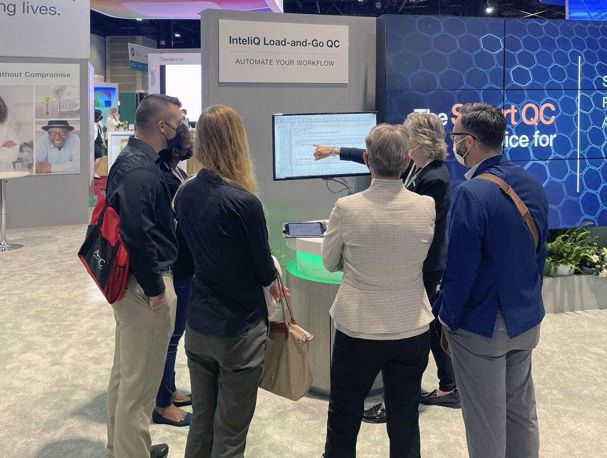 BioRadDiag's tweet photo. #2022AACC Booth 613 – Beth Lewis giving a demo on Bio-Rad’s Unity for Quality Controls for your #ClinLab. https://t.co/OKe8rTNV16
