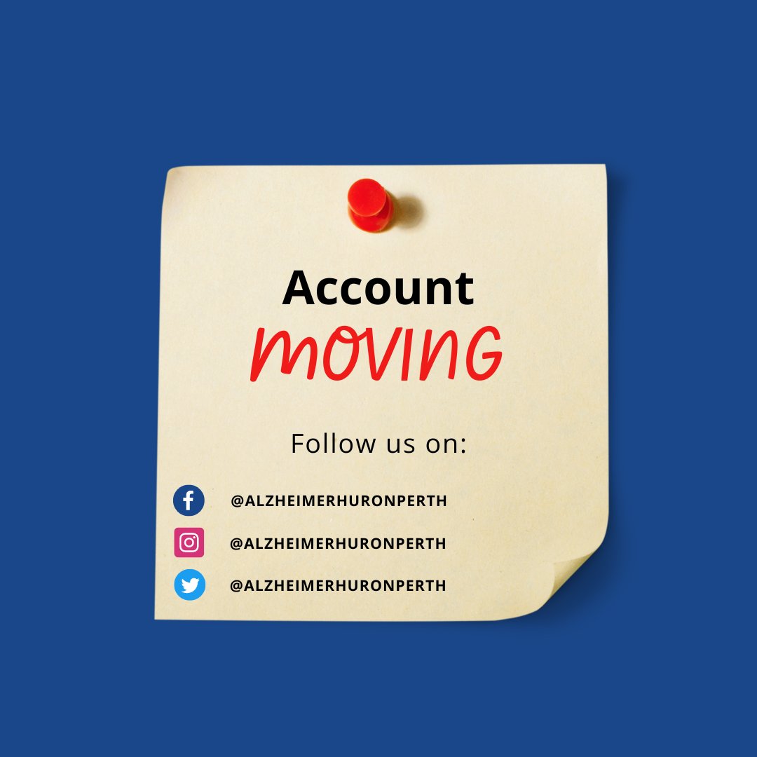 Account closure! ⚠️

The Alzheimer Society of Huron County has merged with Perth County. 💙

If you would like to continue receiving updates and communications, please follow us on Facebook, Instagram &amp; Twitter by searching <a href="/alzhuronperth/">Alzheimer Society Huron Perth</a>

Thank you for your ongoing support! 🧠