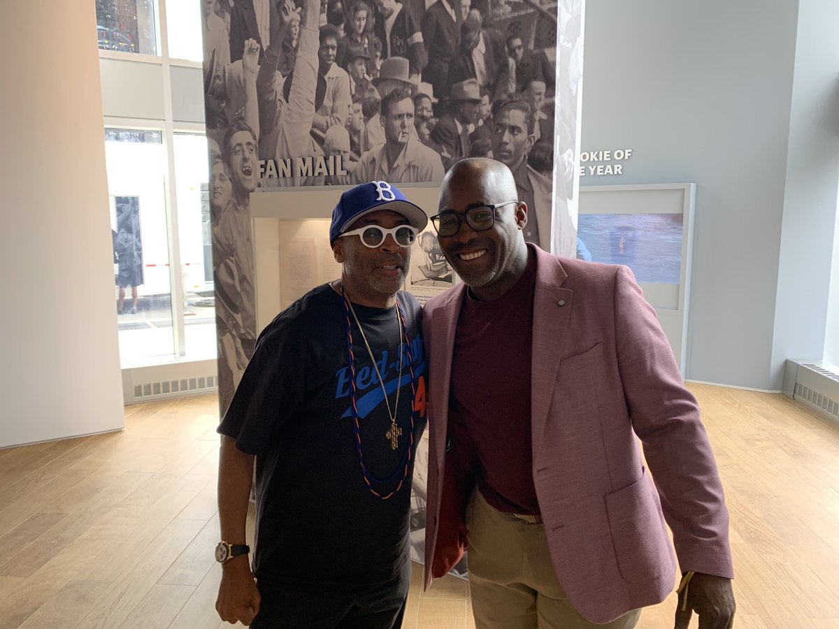 SbondyNBA's tweet photo. At the Jackie Robinson museum. Spike Lee and Donovan Mitchell Sr. https://t.co/s3pw3resIr
