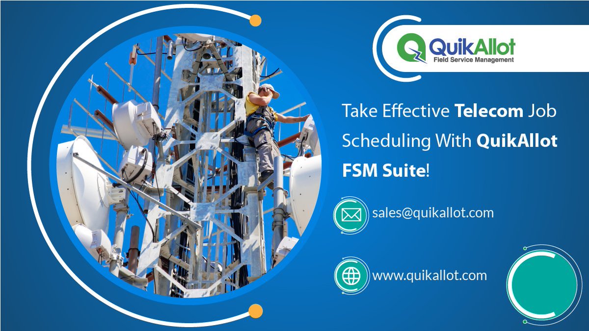 quikonesolution's tweet image. Say goodbye to manual excel-based scheduling for your #Telecomservices and achieve first-time fixes.
Employ #QuikAllot #FieldServiceSchedulingSoftware, a free demo is available. Go ahead now! bit.ly/2yVFNGC
#FieldForceCRM #ServiceDispatchSoftware #USA #FSMSoftware