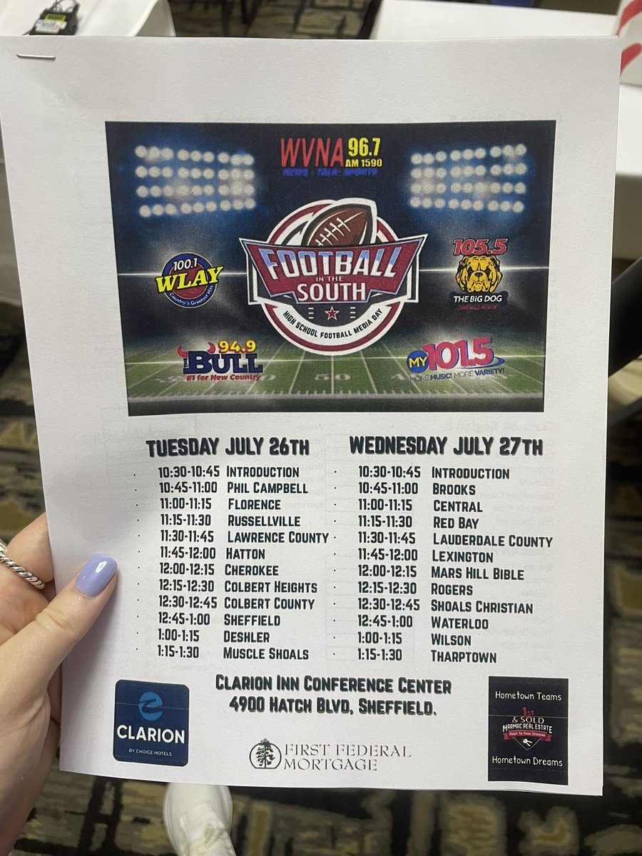 Out in Sheffield for day 1 of the Football in the South High School Media Days!! We’ll hear from a ton of our local teams the next two days 🏈 First up: Phil Campbell