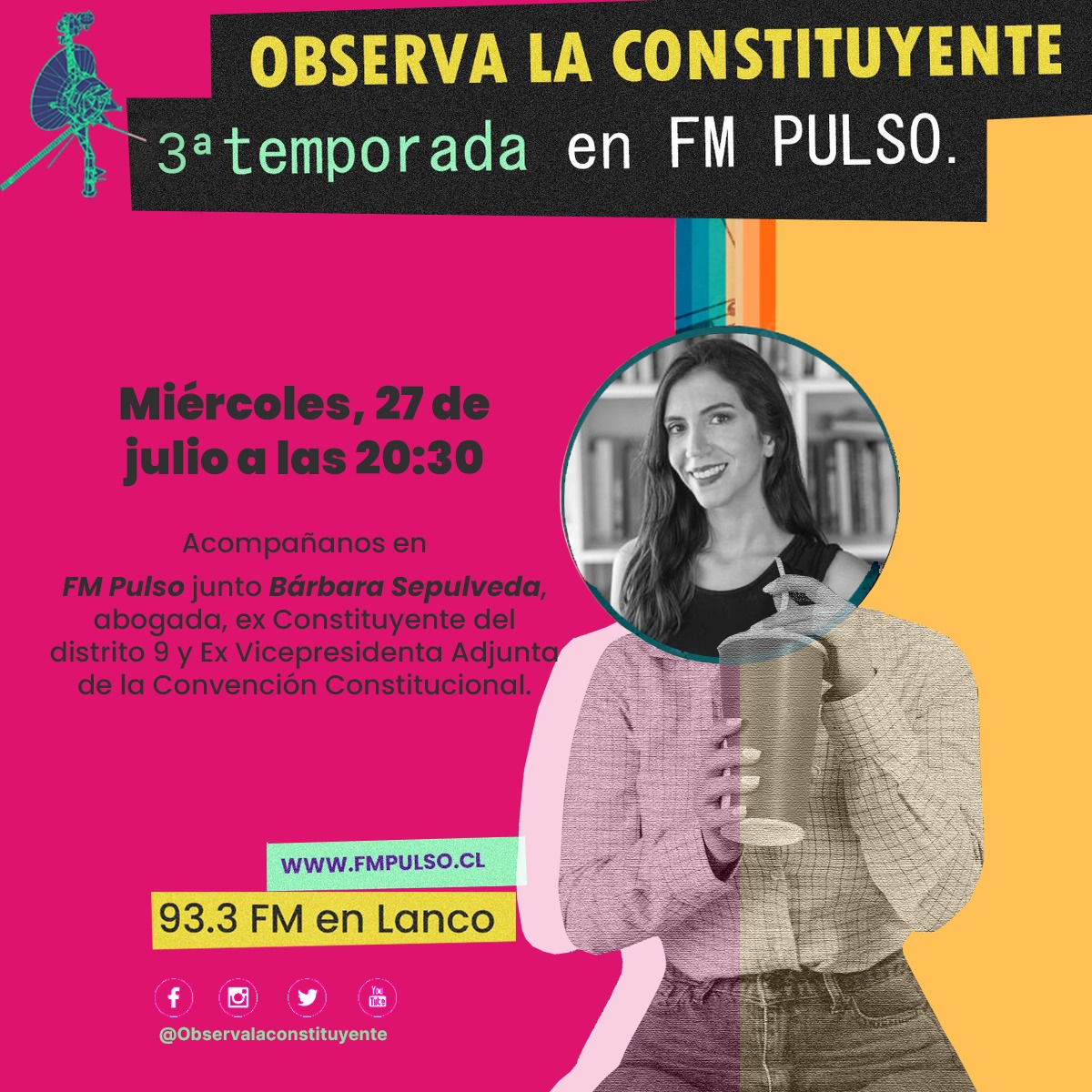 Además! mañana miércoles 20:30hrs estaremos junto a la ex constituyente <a href="/BSepulvedaHales/">Bárbara Sepúlveda Hales</a> analizando el texto constitucional de cara al plebiscito. ¡IM PER DI BLE! siempre por FMpulso.cl y nuestras rrss para Los Ríos y la Araucanía #Valdiviacl #ObservaLosRíos 😎🤓😎