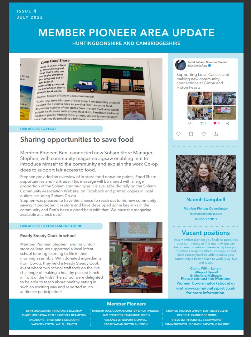 💙Proud of my team alert 💙 Issue 4 of #Huntingdonshire &amp; #Cambridgeshire #MemberPioneer Newsletter. See what some of our <a href="/coopuk/">Co-op</a> colleagues have been up to in the last 2 months &amp; check out the vacancies if you'd like to be part of making a positive difference in your #community