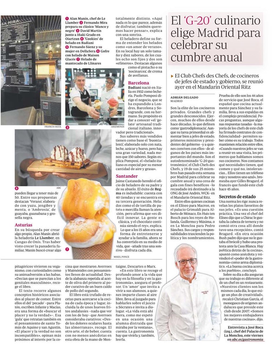 Una sorpresa aparecer en el periódico <a href="/abc_es/">ABC.es</a> en su edición nacional como un referente entre las heladerías tradicionales de nuestro país.
Gracias por su cariño y profesionalidad