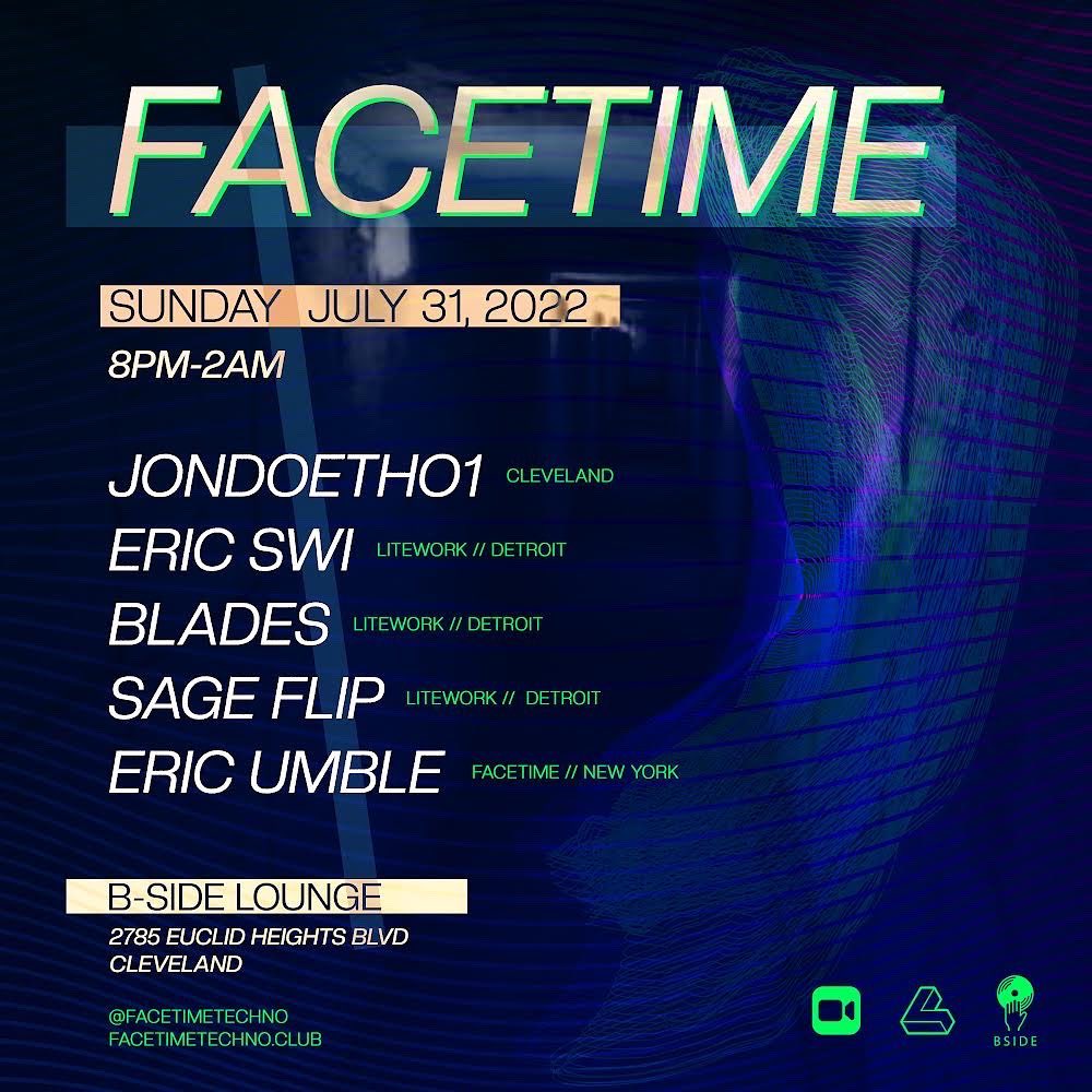 LiteWorkDET's tweet image. It’s time for FaceTime!

This Sunday at B Side lounge in Cleveland we’re teaming up with @umblemusic and FaceTime for our first event in Cleveland!

@blades_music @rewuinn3 #EricSwi

Ticketing info available at:

facetimetechno.club