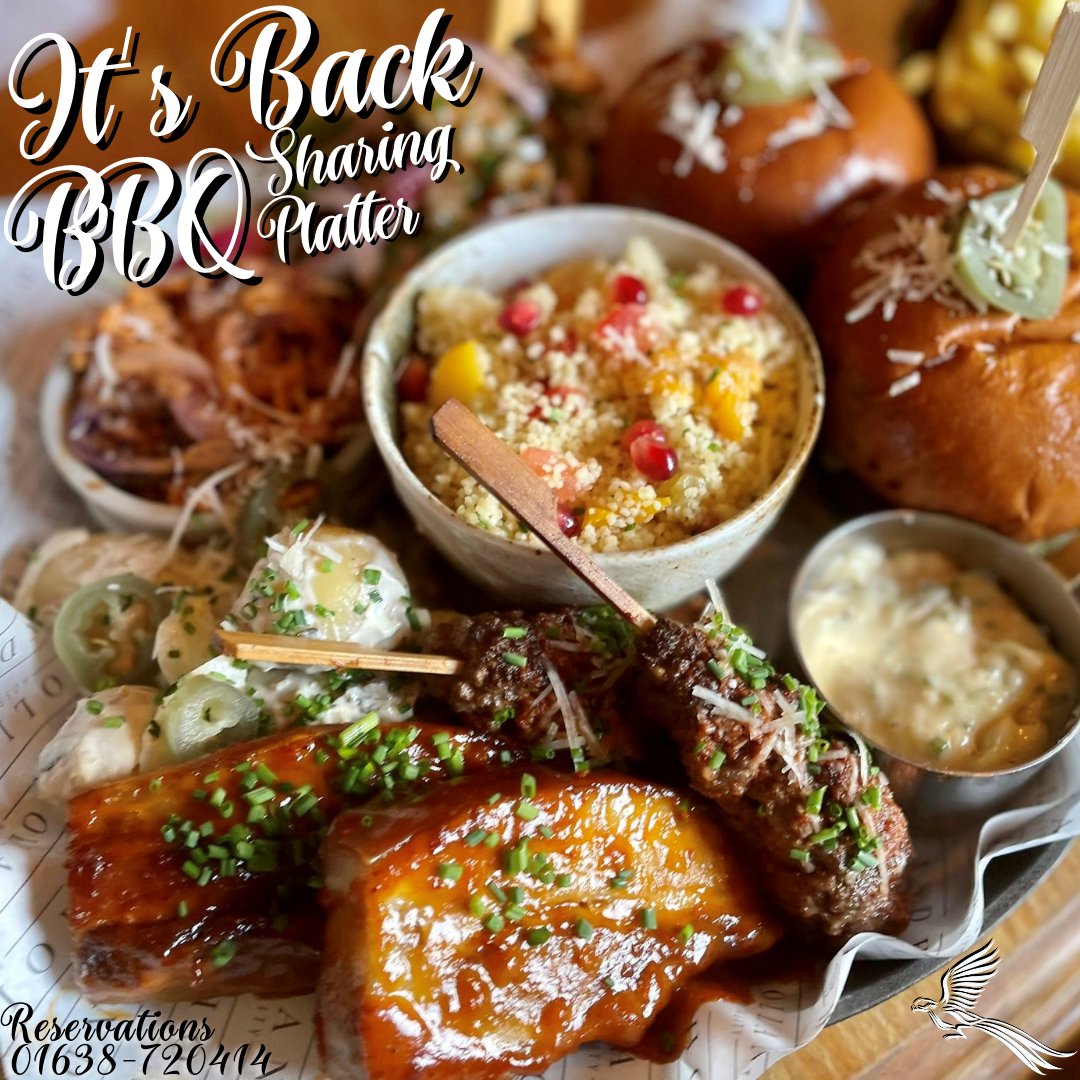 Wednesday &amp; Thursday😎The BBQ #sharingplatter is back! Includes a glass of house wine🍷or beer🍺 &amp; Sticky Toffee Pudding, Vanilla Ice Cream, Candied Pecan Crumb for Dessert 😍 £30pp #AmazingValue menus: whitepheasant.com
📞01638 720414 #2AARosettes for culinary excellence😊