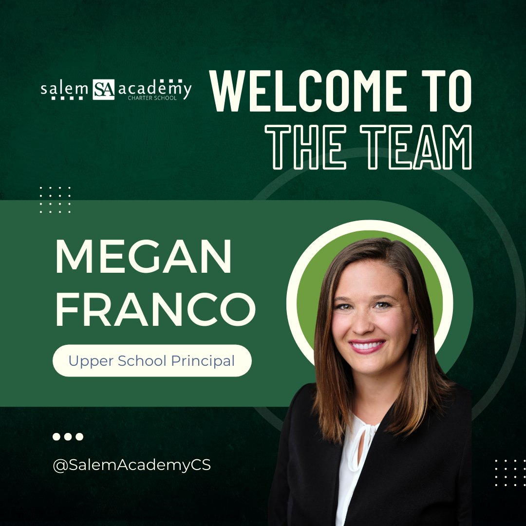 SalemAcademyCS's tweet photo. Navigators! Please welcome, Megan Franco, our new Upper School Principal! 
Read the Press Release: https://t.co/kjzTaYrl66
#REACHforCollege | #GoNavigators🐊 https://t.co/MFiKVM1UVT