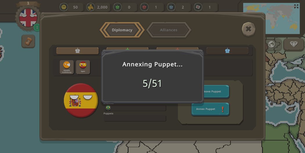 shn_games's tweet photo. New diplomacy mechanic for Countryballs at War: Annexation of Puppet states! https://t.co/MvZ5MUhgho
