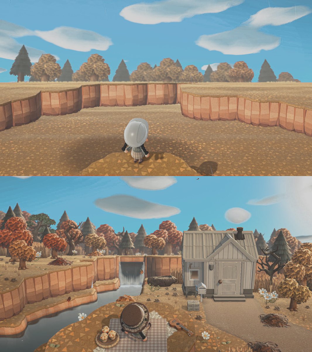 micnomori's tweet photo. A before and after on Shenandoah 🍁🌲

#acnh #animalcrossingnewhorizons  #animalcrossing  #マイデザイン #あつ森写真部  #どうぶつの森 #あつ森 #acnhdesigns #acnhideas https://t.co/nfOHzq5b35