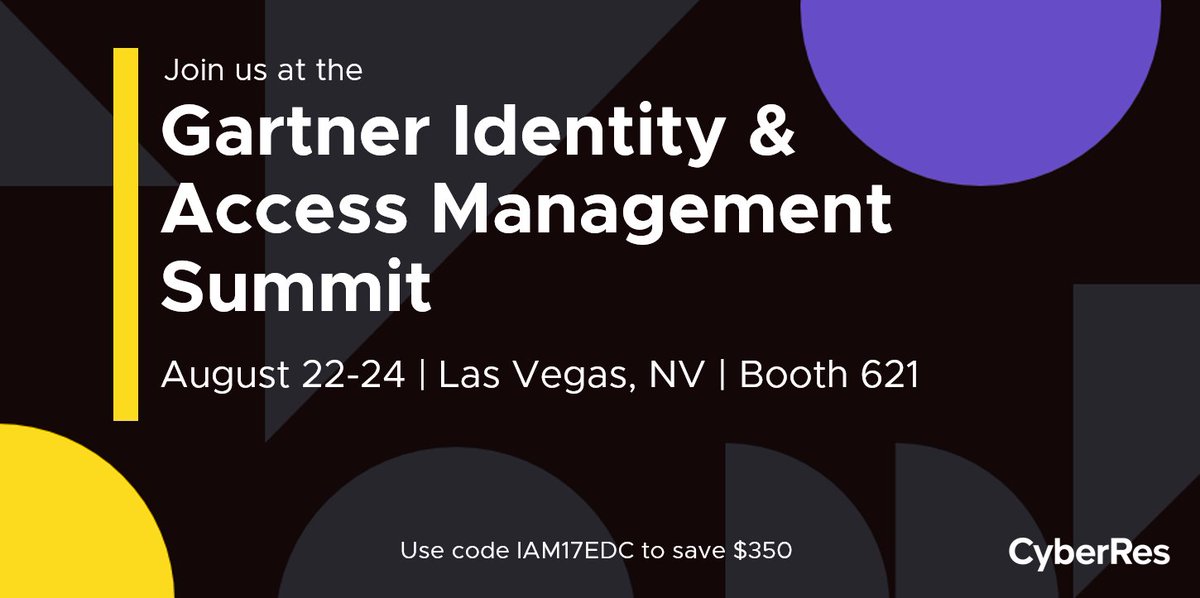 OpenTextNetIQ's tweet image. We’re proud to be a silver sponsor of #GartnerIAM Summit in Las Vegas on Aug 22-24. 

👉See us at booth 621 to learn about our #NetIQ solutions. Register with priority code IAM17EDC to save $350: gartner.com/en/conferences… @Gartner_inc #IdentityManagement #CyberResilience