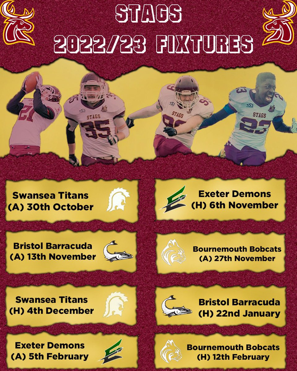 Stags 2022/23 Fixtures 

*Fixtures subject to change*

Hope to see people come down and support during matches 💪🏾 ❤️
