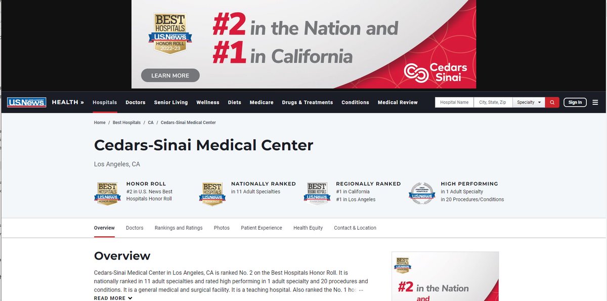 And #3 in Cardiology!  Grateful to work for this treasure of our community. <a href="/CedarsSinai/">Cedars-Sinai</a>