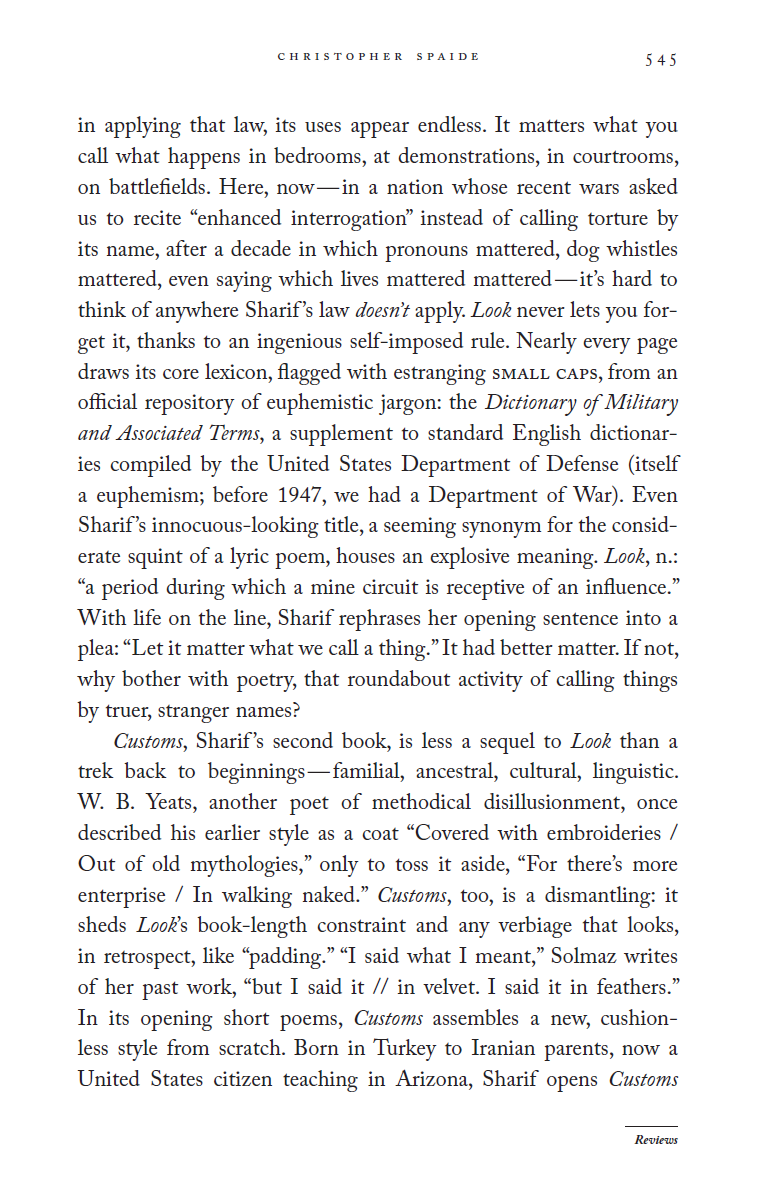 Chris Spaide (@cspaide) on Twitter photo 2022-07-26 16:26:41 in the summer Sewanee Review (@sewaneereview) I had the pleasure of reviewing new books by Solmaz Sharif, Paul Tran, and Rachel Mannheimer--here are the first two pages, on my pick for the line of the 2010s; links to follow: in the summer Sewanee Review (@sewaneereview) I had the pleasure of reviewing new books by Solmaz Sharif, Paul Tran, and Rachel Mannheimer--here are the first two pages, on my pick for the line of the 2010s; links to follow: