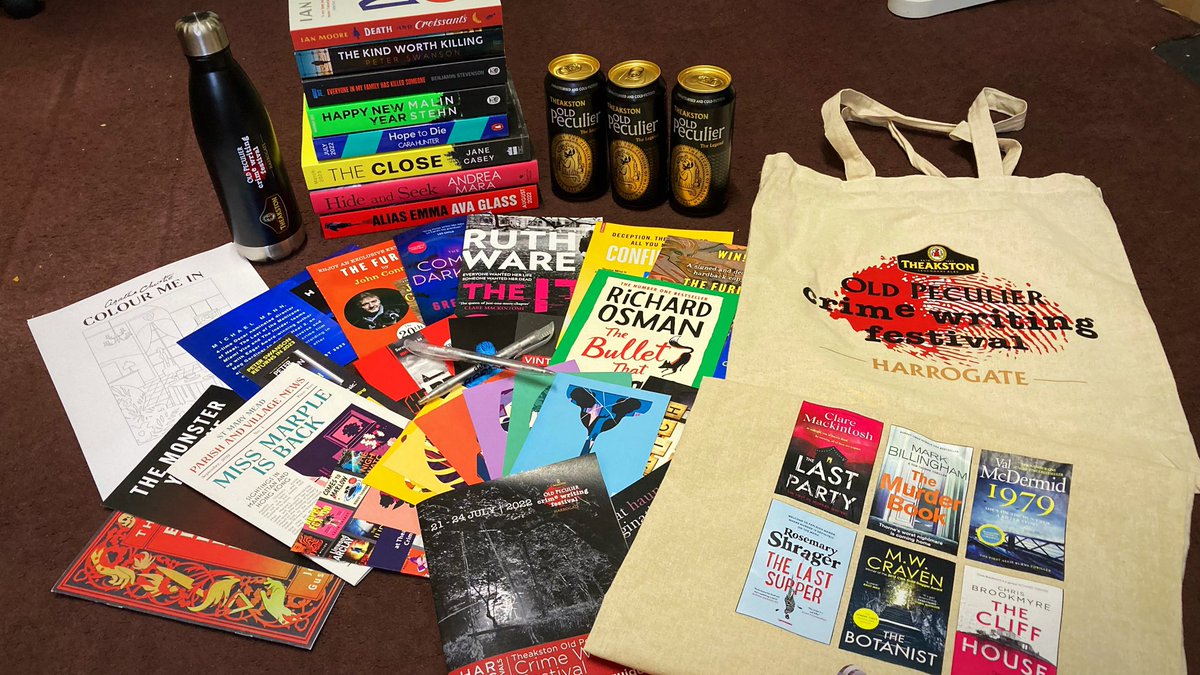 WIN a big bag of goodies from this year’s #TheakstonsCrime Festival! Simply like, retweet and follow @HarrogateFest to enter! Winner will be announced Monday 01/08/22! Good Luck 🍀 📚 🎁 🍺