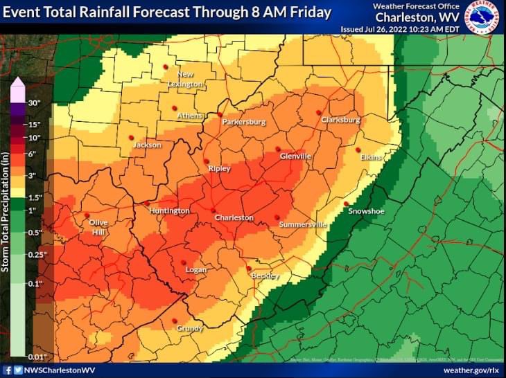 Huntington, WV on Twitter "Heavy rainfall expected through the end of