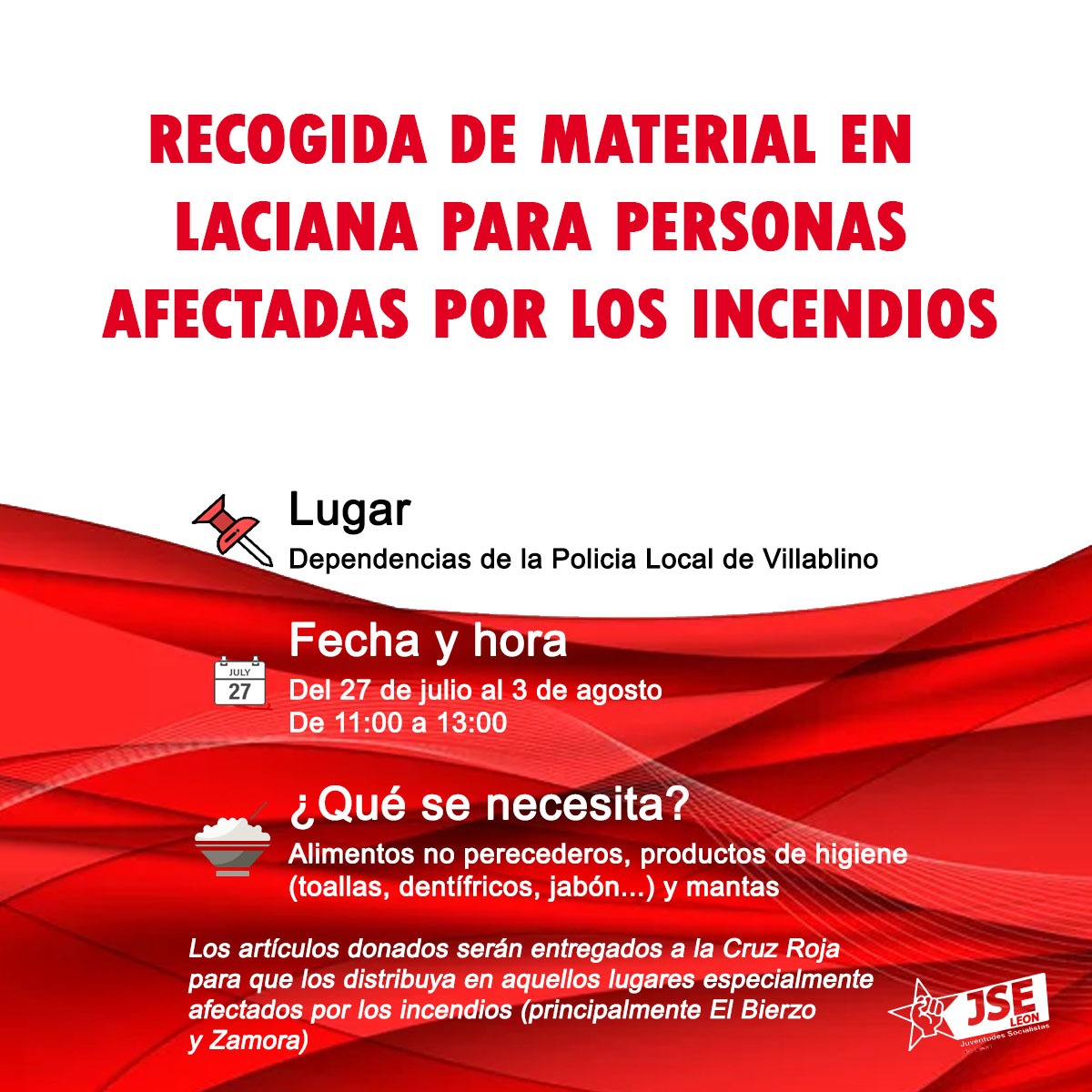 🧯Desde mañana estaremos en Villablino recogiendo material para personas afectadas por los incendios.

💸 Podéis ayudar donando y compartiendo esta publicación para aumentar la participación.