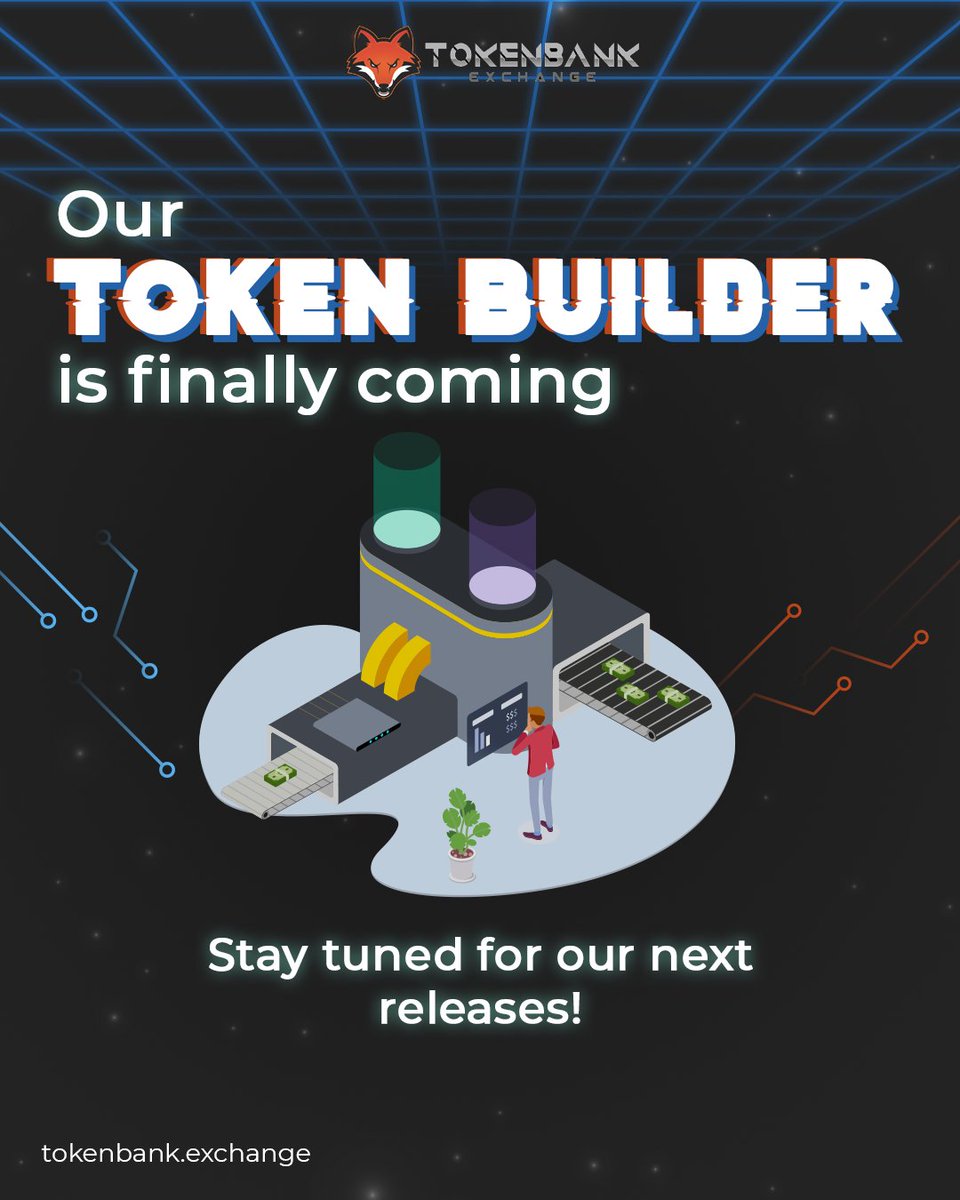 Tokenbankof's tweet photo. Our Token Builder is getting ready and we look forward to bringing you even more amazing solutions.

In our next step, you will be able to perform multichain smart contract creation on major networks such as BNB, Etherum and Avax. With just one click at all.

#nft #crypto https://t.co/nhpec2eTbd