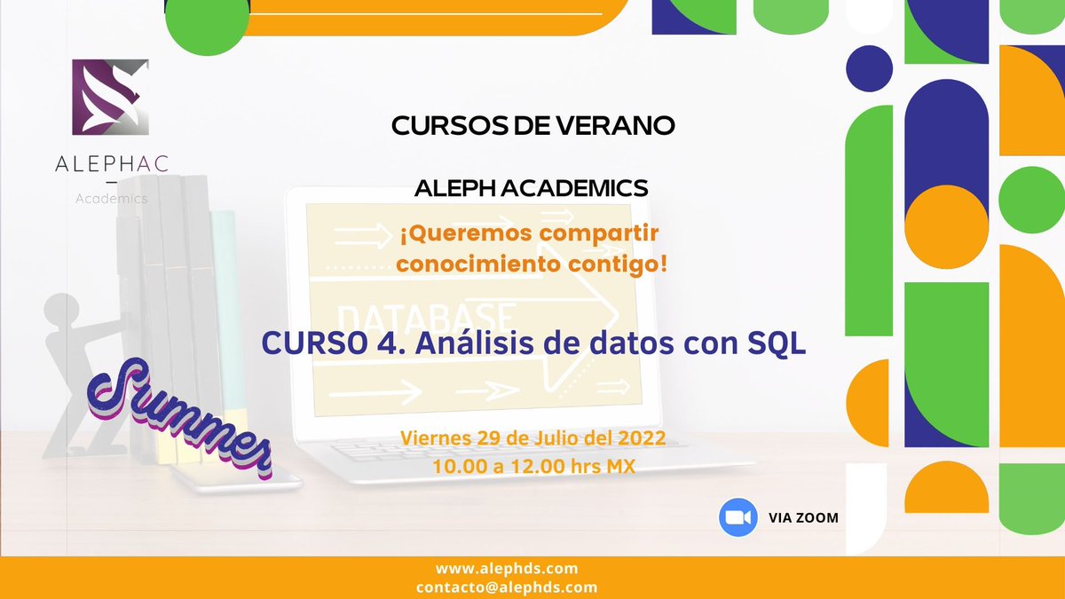 Este viernes 29 de Julio será el 4to Curso "Análisis de Datos con SQL". Inscripciones:
lnkd.in/gdHCG4Cq
Nos pueden escribir a: contacto@alephds.com
#datascience #data #dataanalytics #programming #cursogratis #analytics #insightsanddata #rstudio #sql #sqlserver