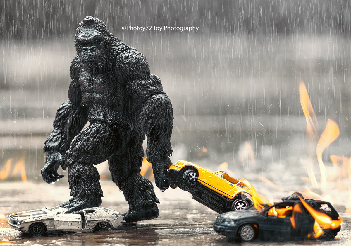 photoy72's tweet photo. Yes, Die-Cast cars WERE fully harmed in the making of this shot.
@mezcotoyz #toyphotography #Kong #universalstudioshollywood #KingKong #gorilla #ACTIONFIGURES #PopCulture #practicalphotography 🦍🚕🔥 https://t.co/uGAGjN6fDe