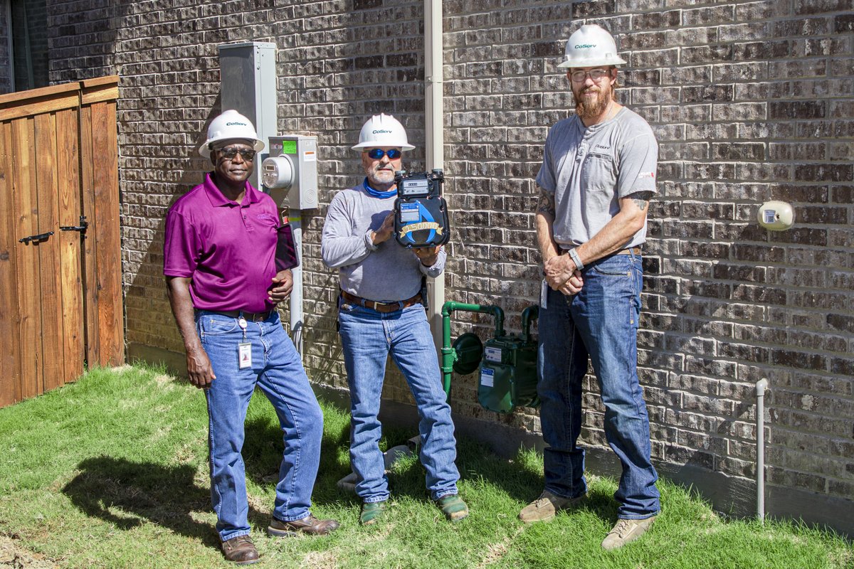CoServ Gas set its 150,000th gas meter today in Lakewood Hills in Lewisville.  To mark this special occasion, CoServ Gas painted the meter and longtime Gas Service Operations Technician Tino Acosta installed it. The usual green meter was installed afterwards.