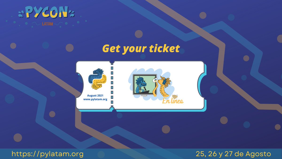 calidevco's tweet image. RT pyconcolombia &quot;RT @PyLatam: 📢Ya están disponibles los boletos para #PyConLatam2022 en línea. 🙌🎉

No pierdas la oportunidad de ser parte de la conferencia que reúne a desarrolladores de #Python de toda América Latina.

¡consigue tu boleto!👇
… https://t.co/5MRGNWUBJu&quot;